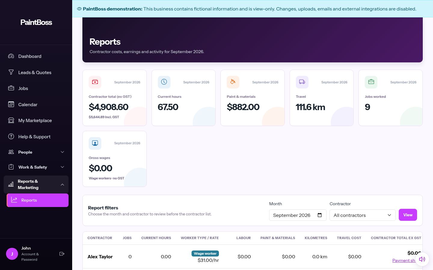 PaintBoss business reports