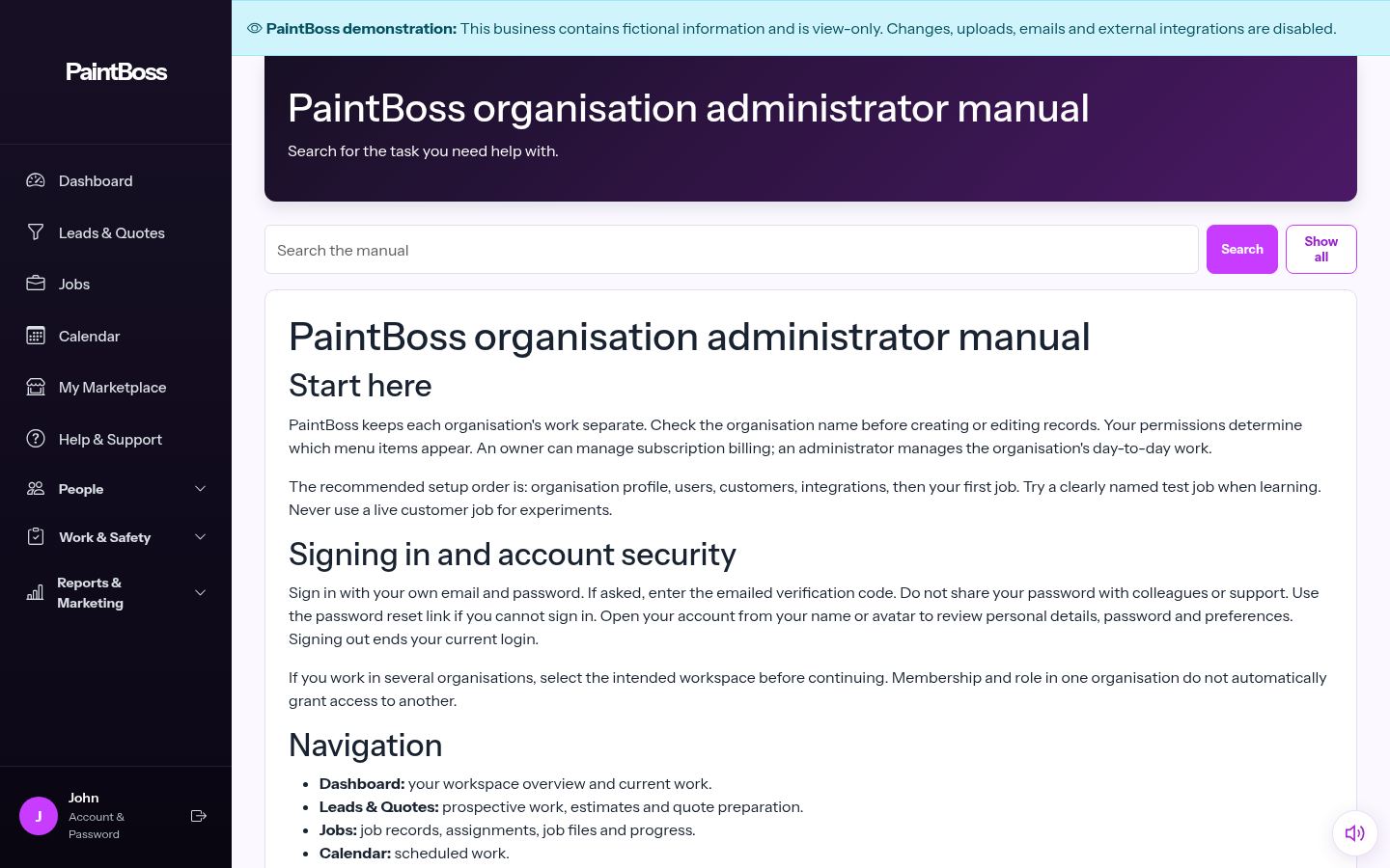 PaintBoss operating manual